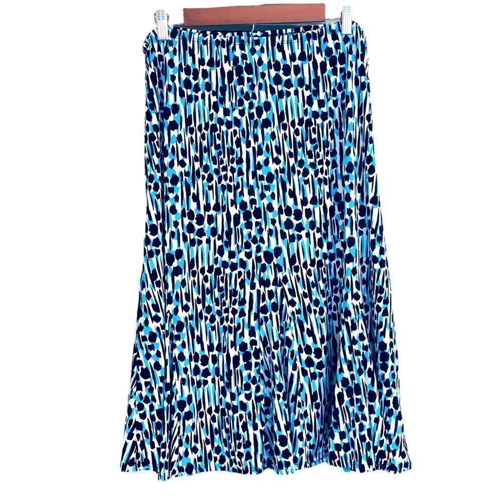 Laura Ashley Womens A-Line Flared Turquoise Black Contemporary Skirt Size Large